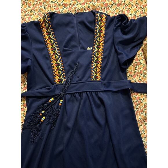 Vintage Hippie Dress Maxi Authentic 1970’s Size 9 Embroidered 2, 4, 6 JC Penney - Picture 6 of 6